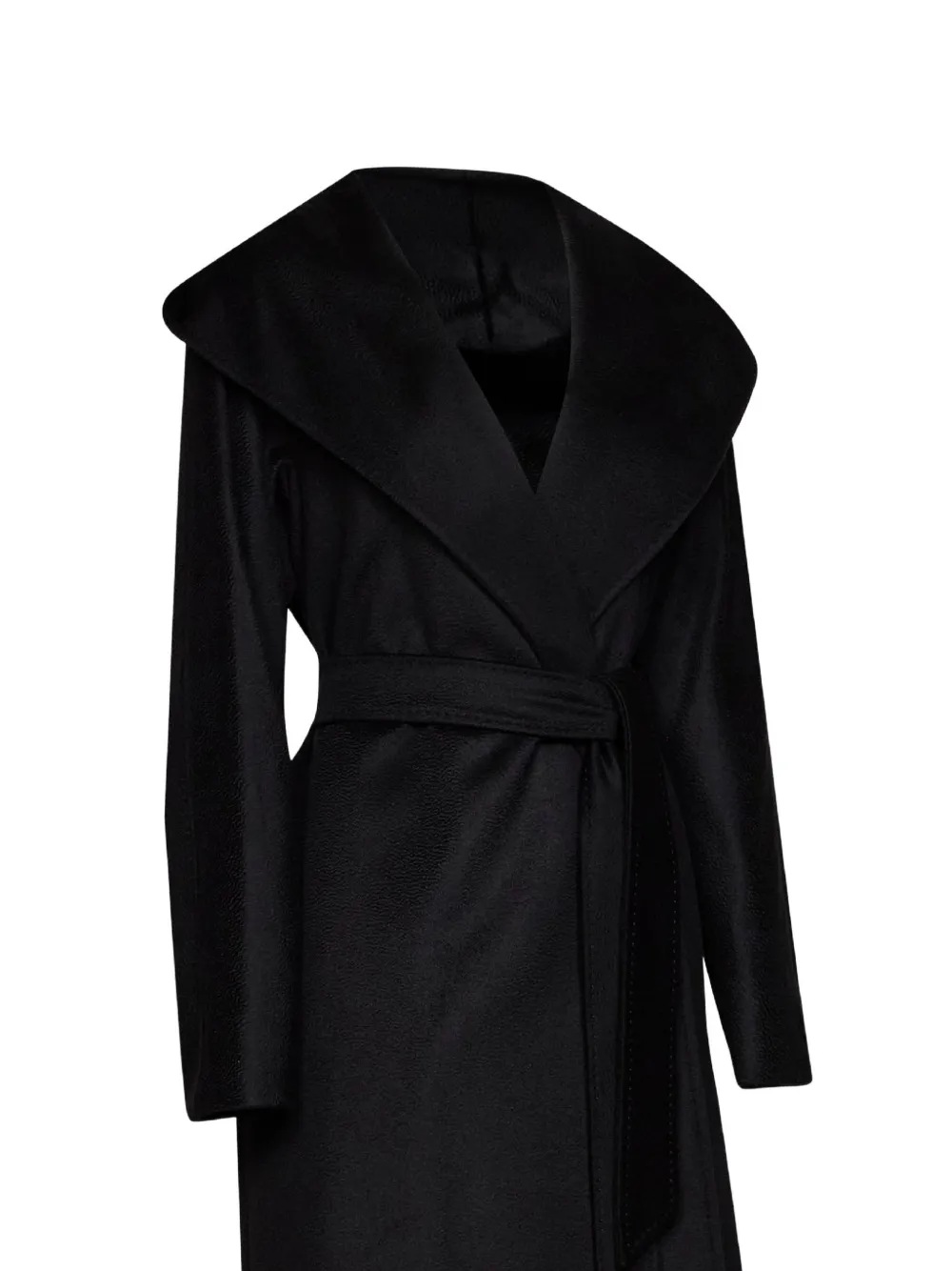 Max Mara hooded belted coat Zwart