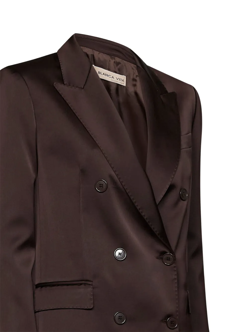 Blanca Vita double-breasted satin-finish suit Bruin