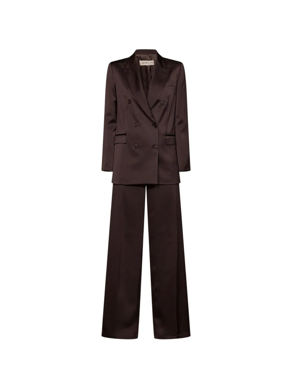 Blanca Vita double-breasted satin-finish suit - Marrone