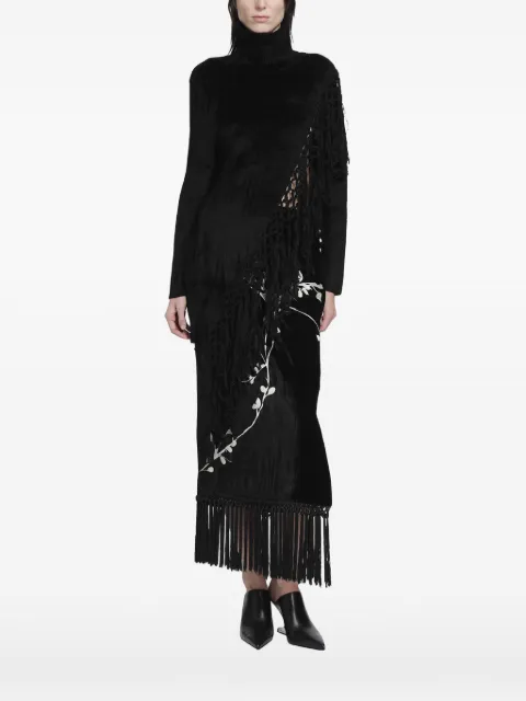 YA YI Mantra fringe turtleneck sweater