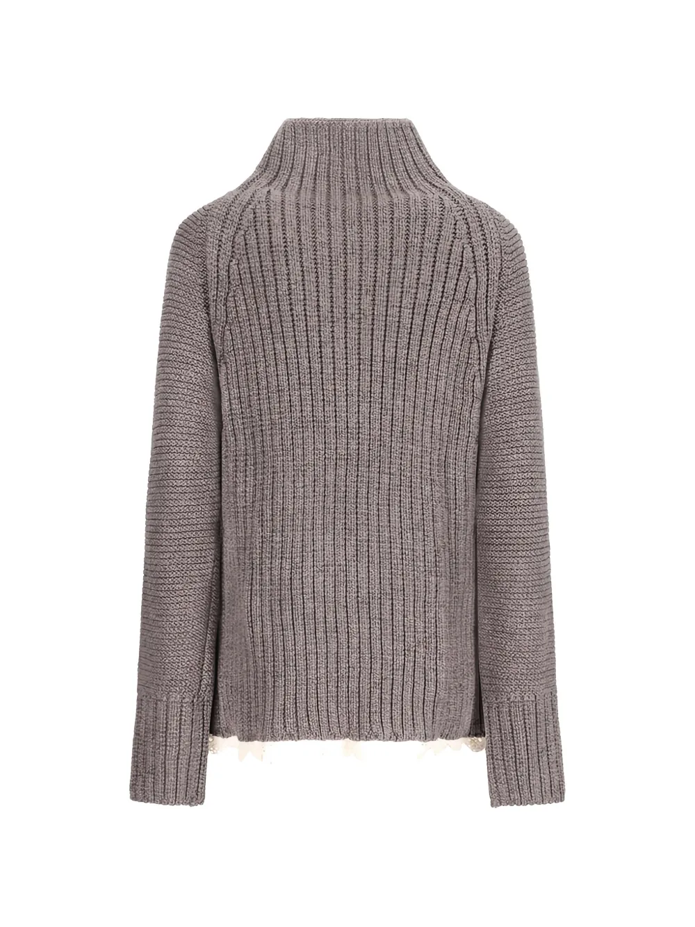 Magda Butrym ribbed lace-trim cardigan Bruin