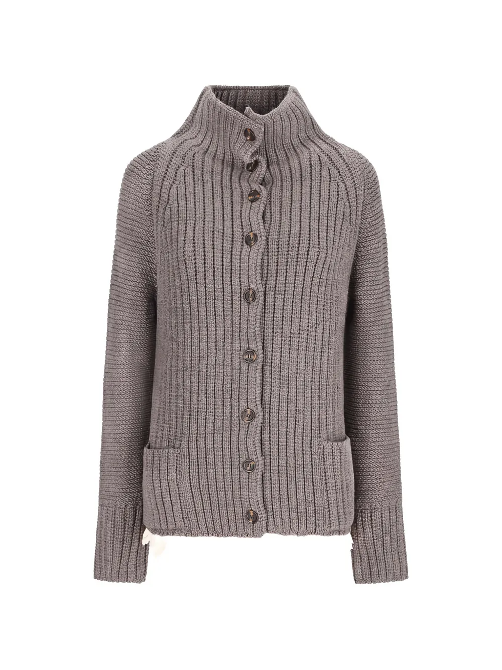Magda Butrym ribbed lace-trim cardigan - Marron Magda Butrym ribbed lace-trim cardigan - Marron