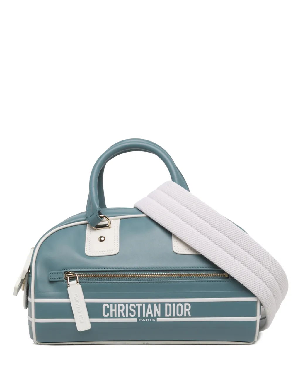Christian Dior Pre-Owned 2022 Small Leather Dior Vibe Zip Bowling Bag satchel - Blue