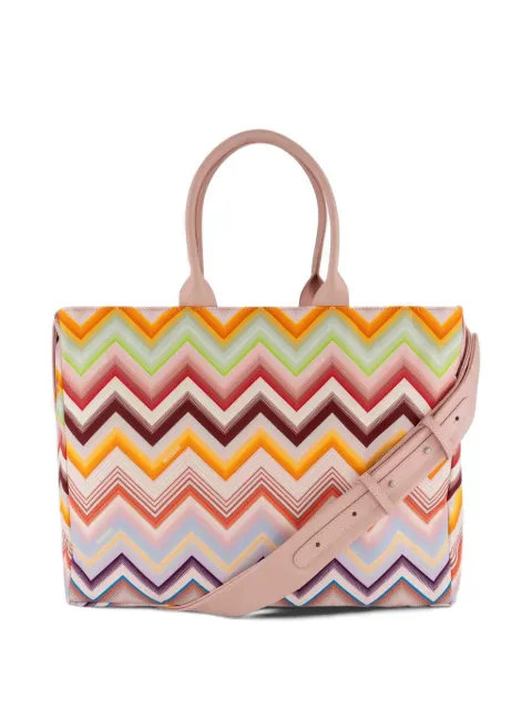 Missoni Kids pañalera con estampado en zigzag