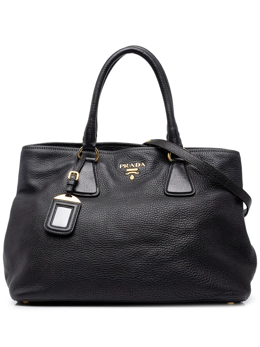 Prada Pre-Owned 2010-2026 Vitello Daino Open Convertible Tote satchel - Nero