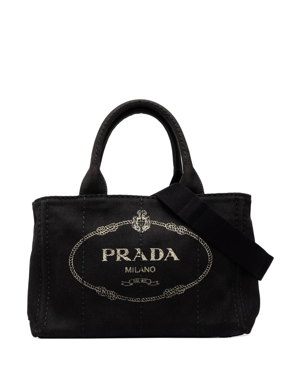 Prada Pre-Owned 2010 Small Canvas Canapa Logo Tote satchel - Nero