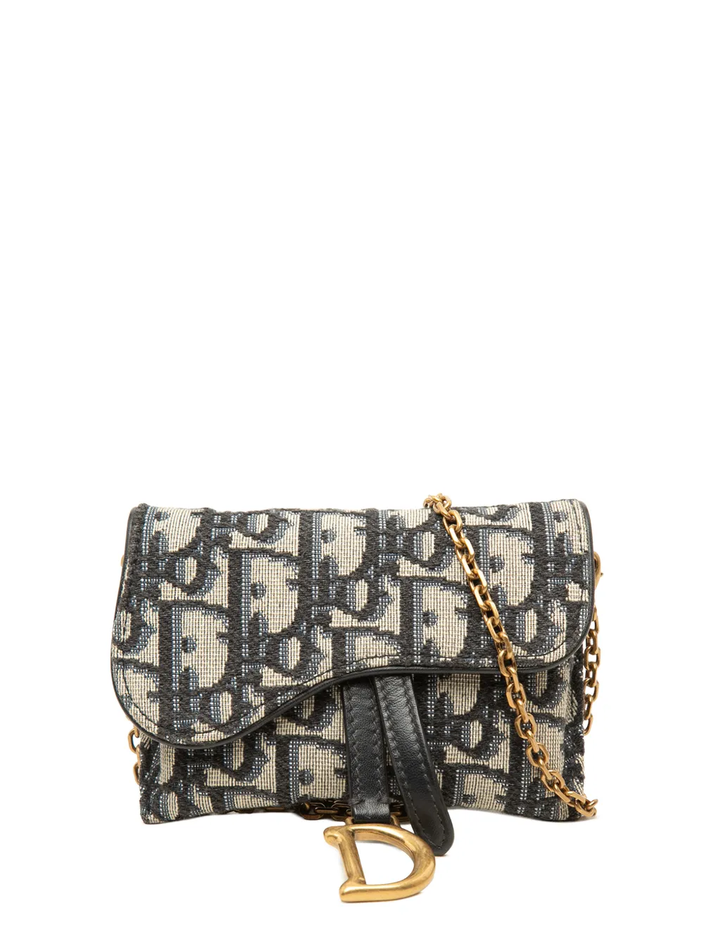 Christian Dior Pre-Owned 2020 Nano Oblique Canvas Saddle Chain Pouch crossbody bag - Blu