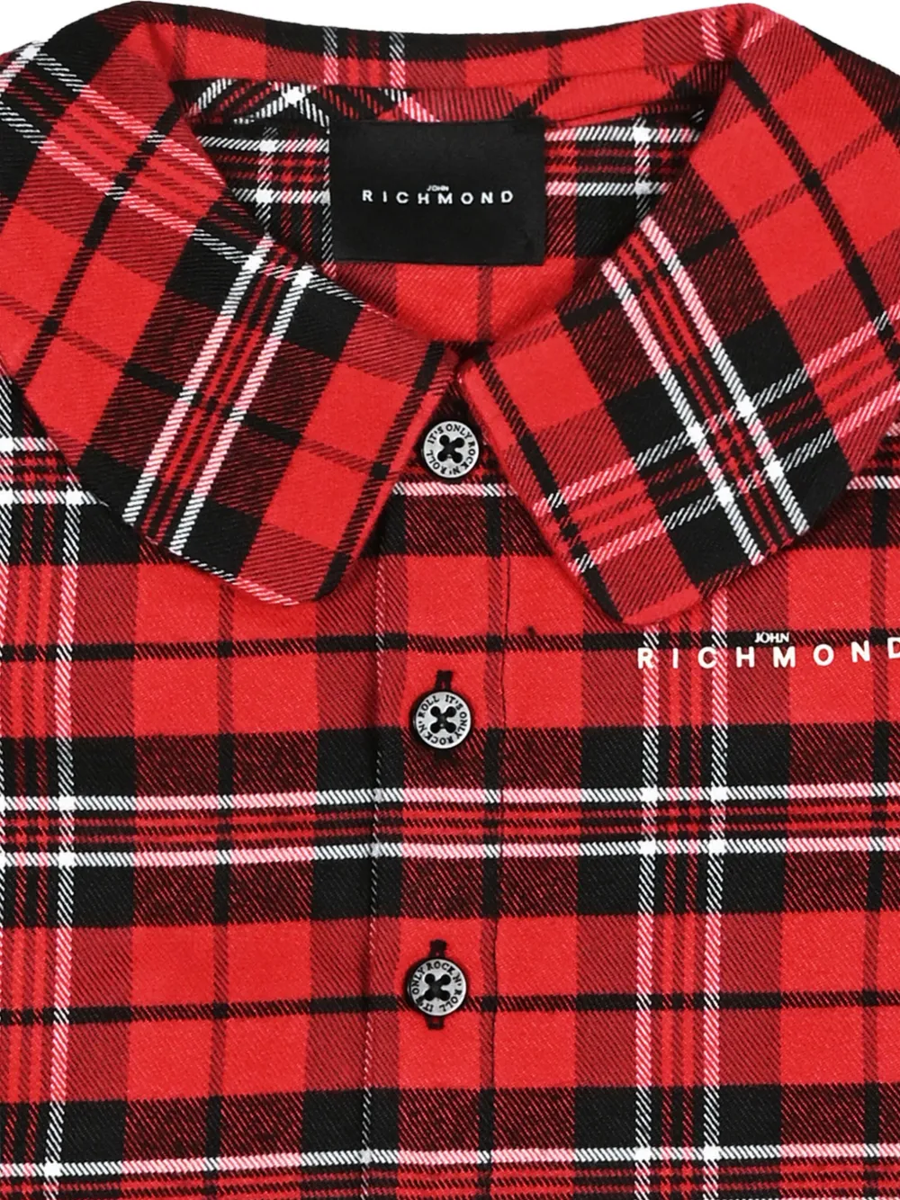 John Richmond Junior tartan-check Peter Pan collar shirt Rood