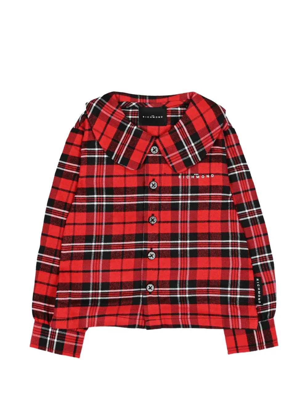 John Richmond Junior tartan-check Peter Pan collar shirt Rood