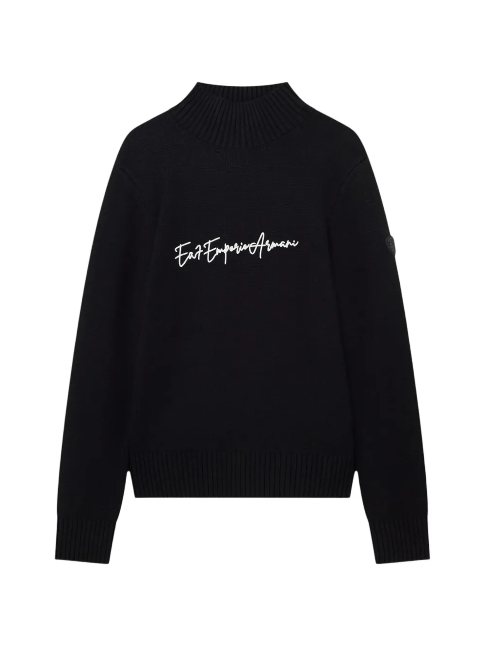 Ea7 Emporio Armani logo-embroidered mock-neck sweater - Nero