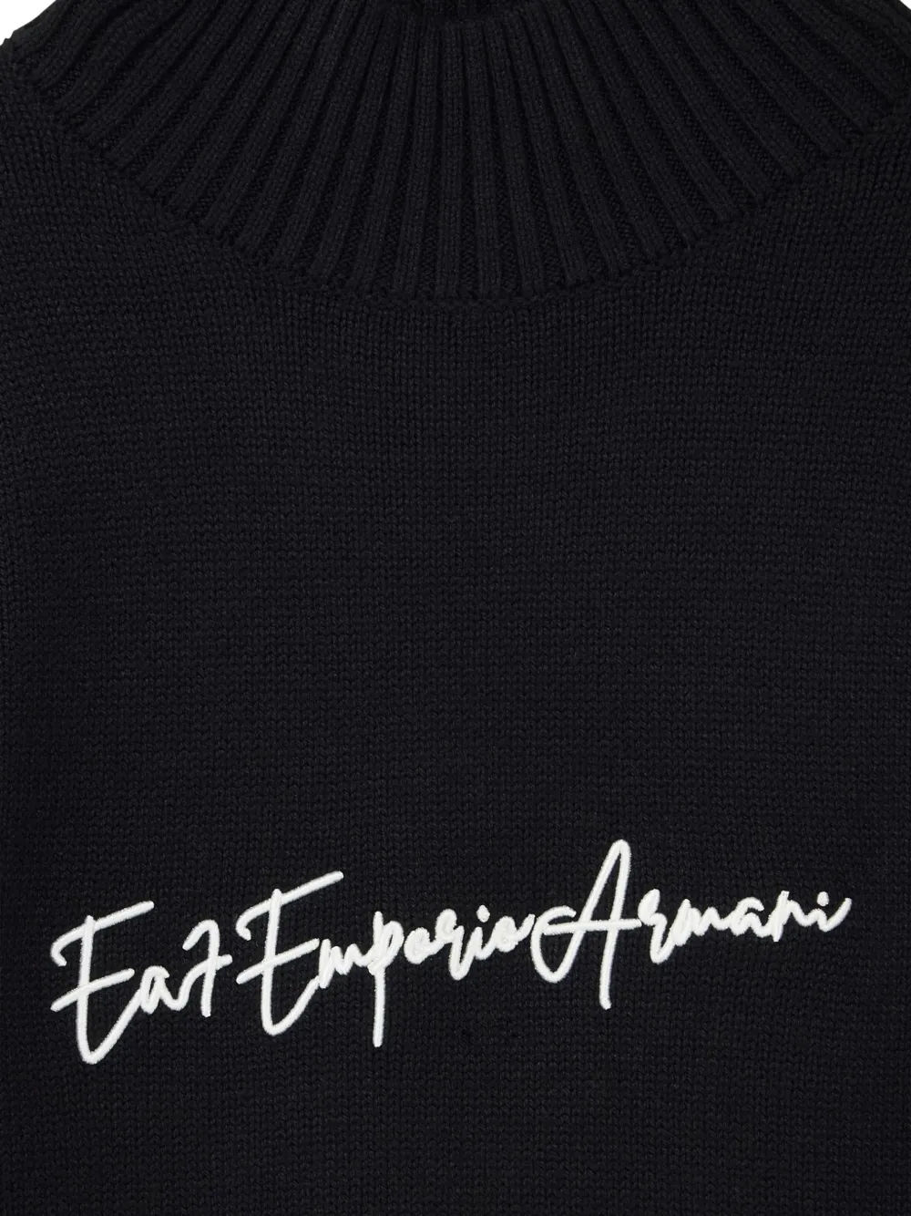 Ea7 Emporio Armani logo-embroidered mock-neck sweater Zwart