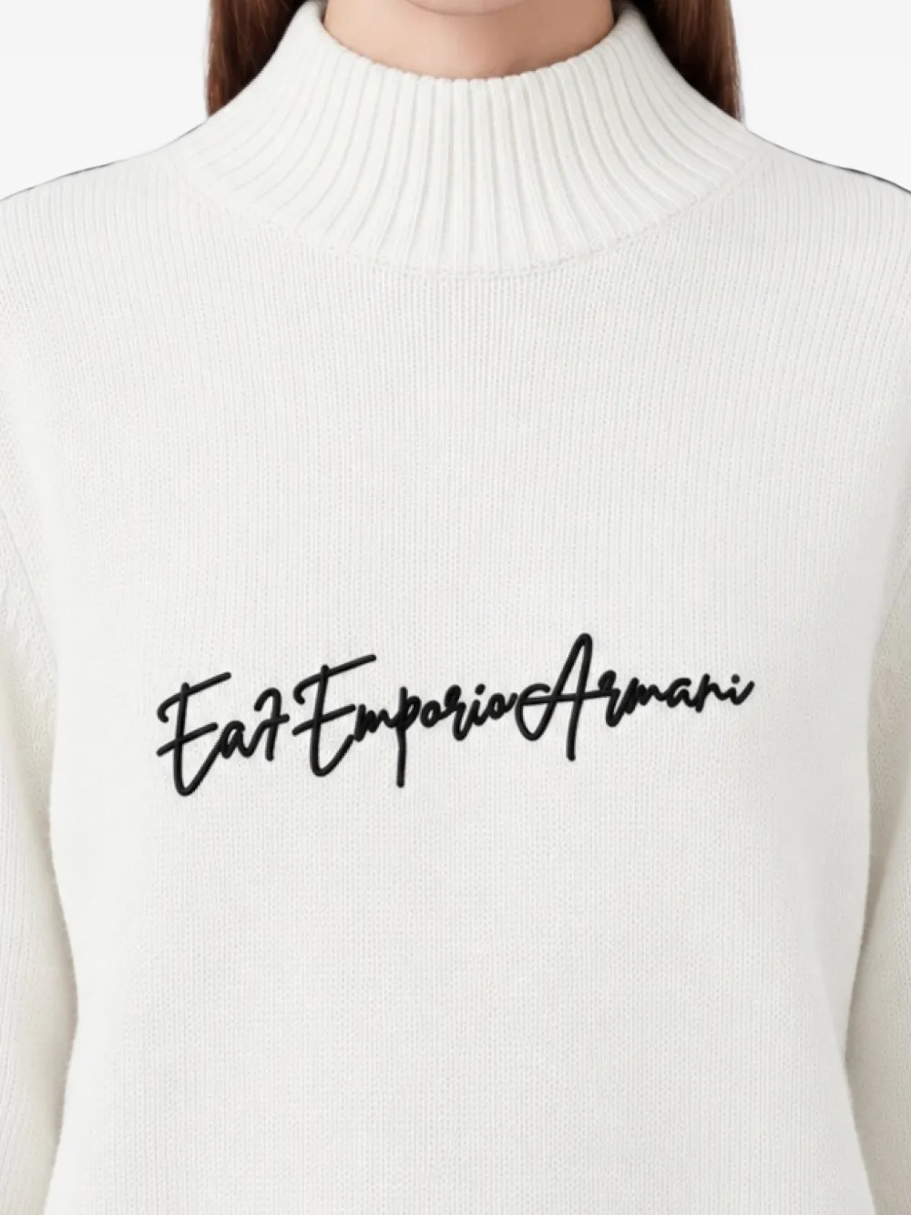 Ea7 Emporio Armani logo-embroidered high-neck sweater Wit