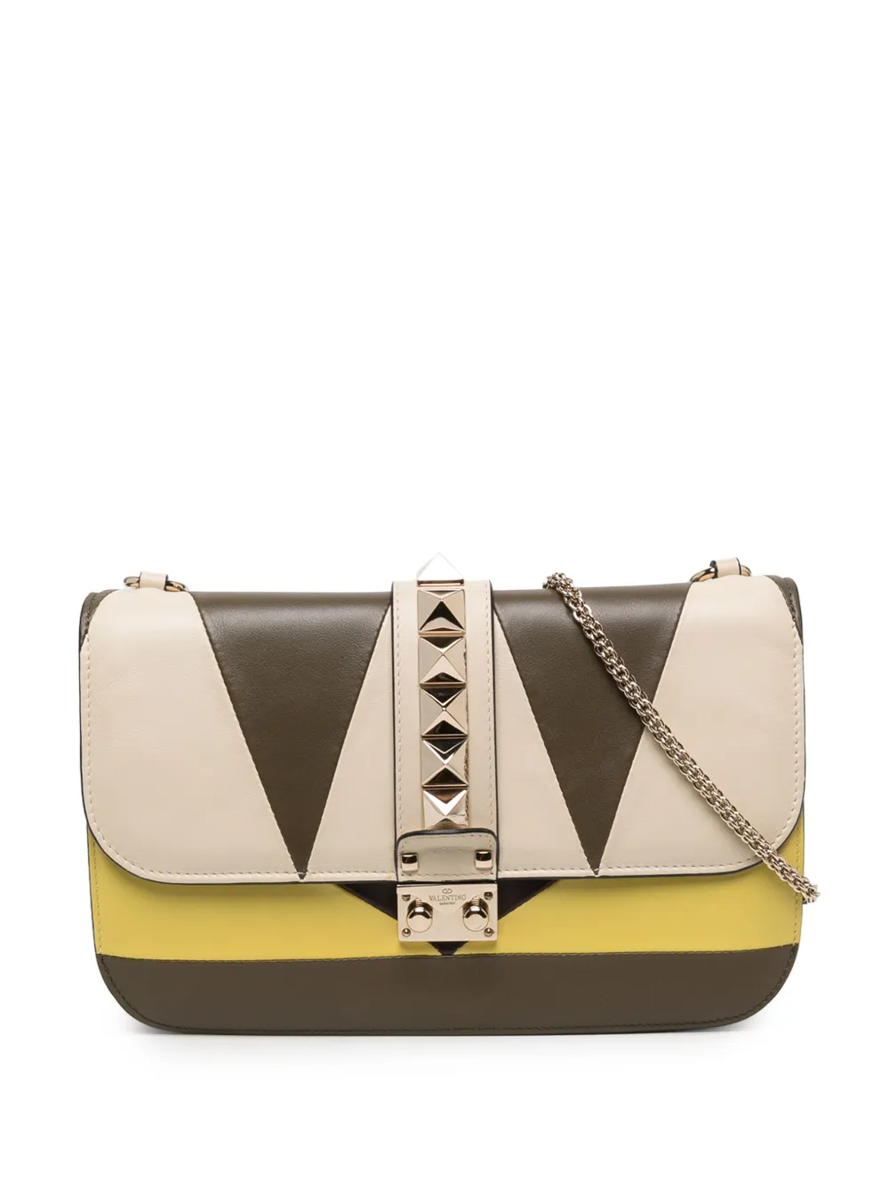 Valentino Garavani Pre-Owned 2000-2017 Medium Multicolor Leather Rockstud Glam Lock crossbody bag - Giallo