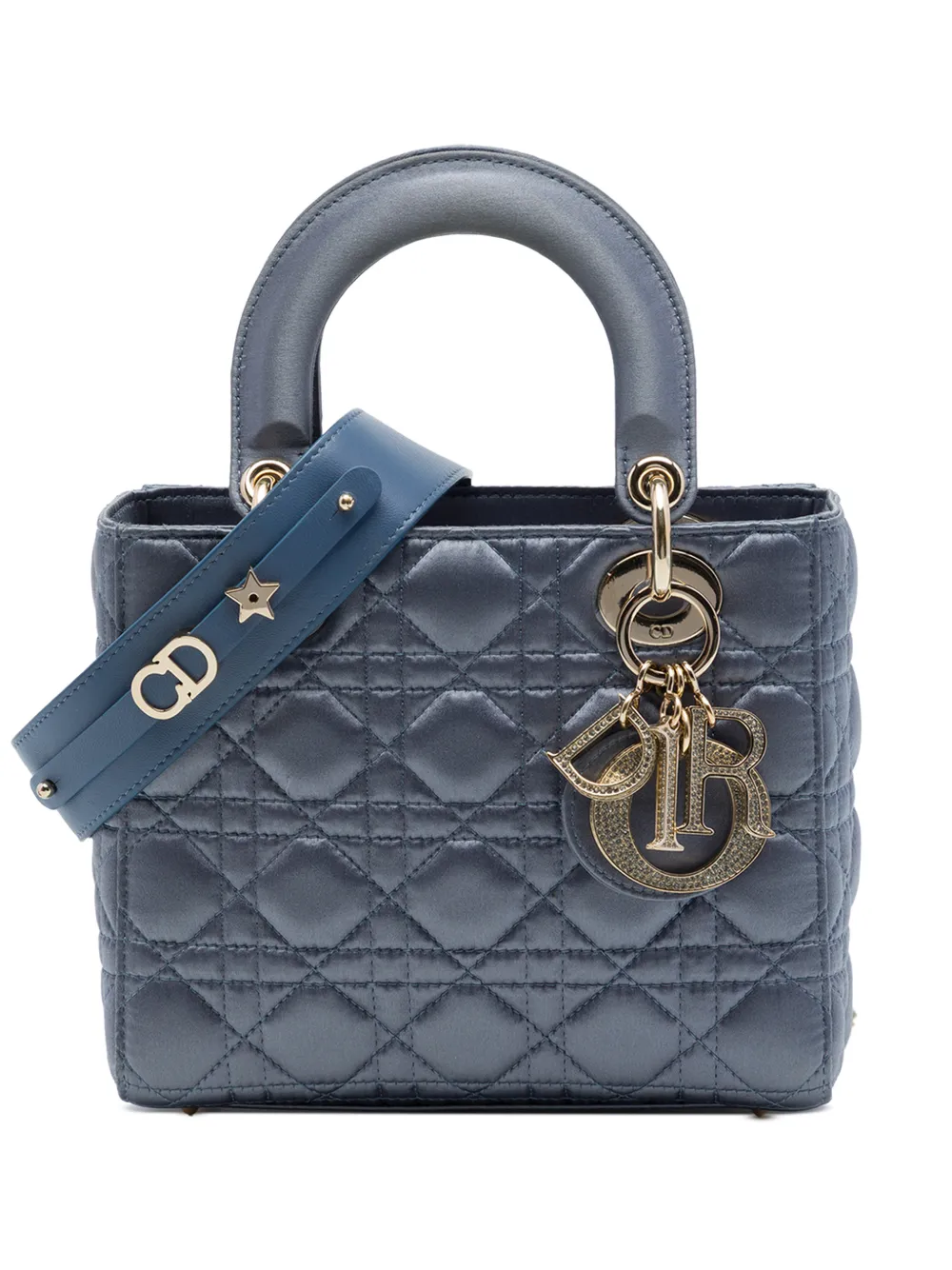 Christian Dior Pre-Owned 2019 Small Satin Cannage My ABCDior Lady Dior satchel - Blu