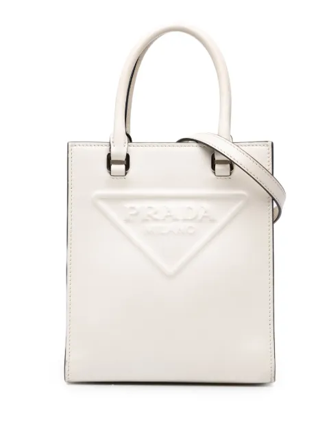 Prada Pre-Owned 2013-2026 Mini Soft Calf Logo Drill satchel