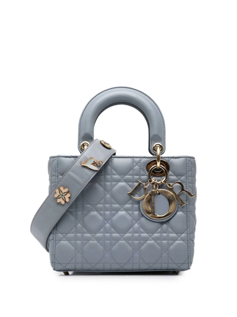 Christian Dior Pre-Owned 2017 Small Lambskin Cannage MyABCDior Lady Dior satchel - Blu