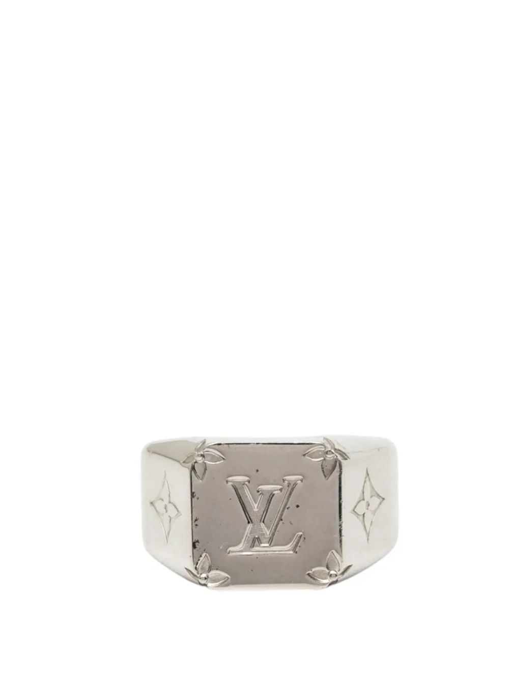 Louis Vuitton Pre-Owned 2019 Brass Monogram Signet Ring L costume ring - Silber