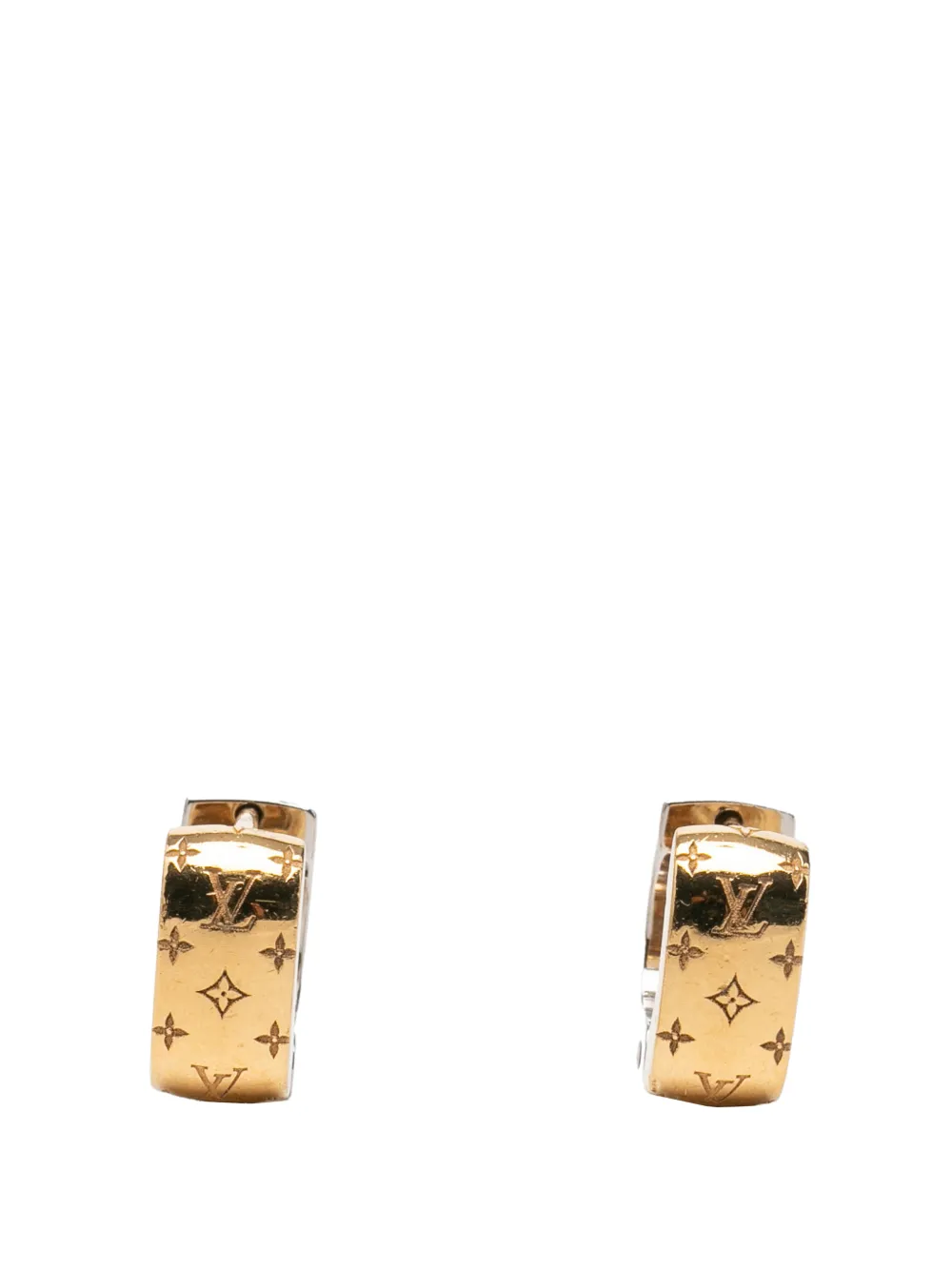 Louis Vuitton Pre-Owned 2021 Gold Plated Nanogram Hoop Earrings costume earrings