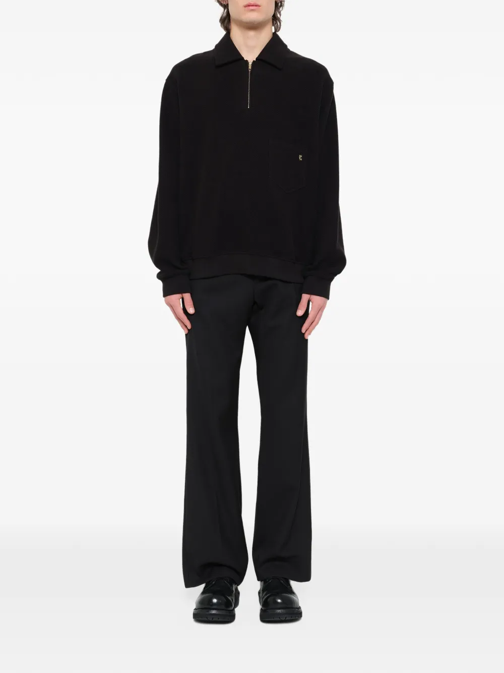 Wooyoungmi quarter-zip logo-detail sweater Zwart