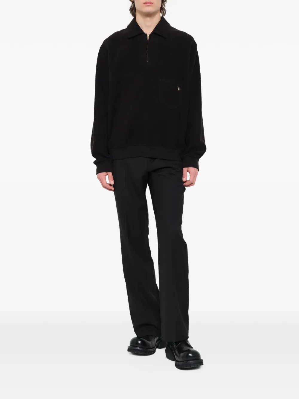 Wooyoungmi quarter-zip logo-detail sweater Zwart