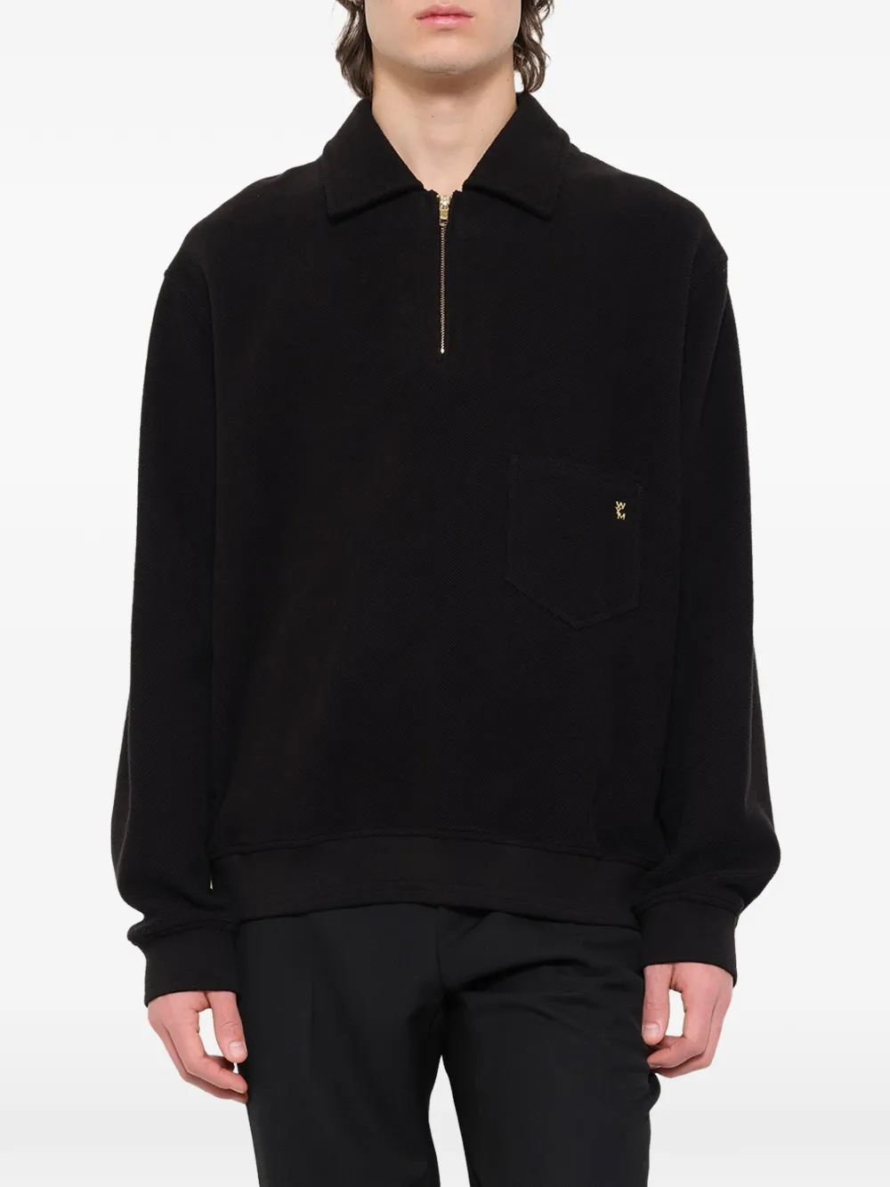 Wooyoungmi quarter-zip logo-detail sweater Zwart