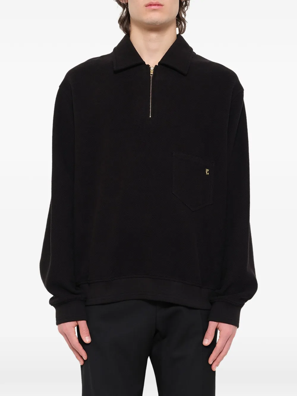 Wooyoungmi quarter-zip logo-detail sweater Zwart