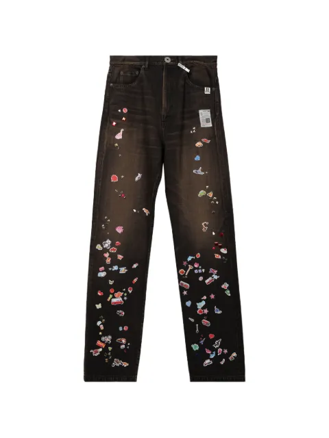 Maison MIHARA YASUHIRO kids sticker printed straight denim pants