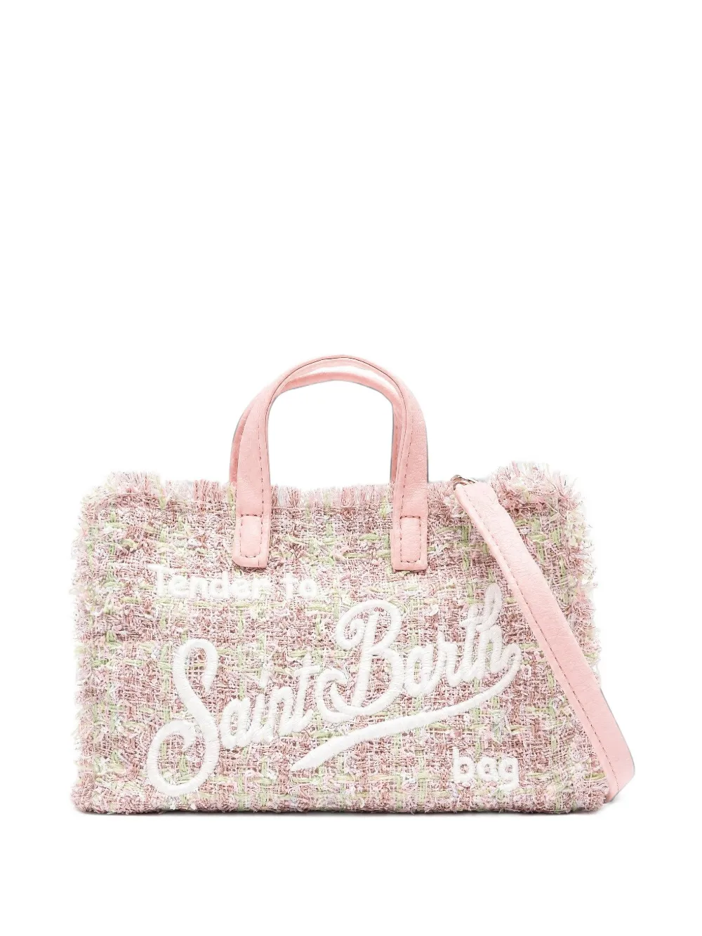 MC2 Saint Barth fringed bouclé-knit tote bag Roze