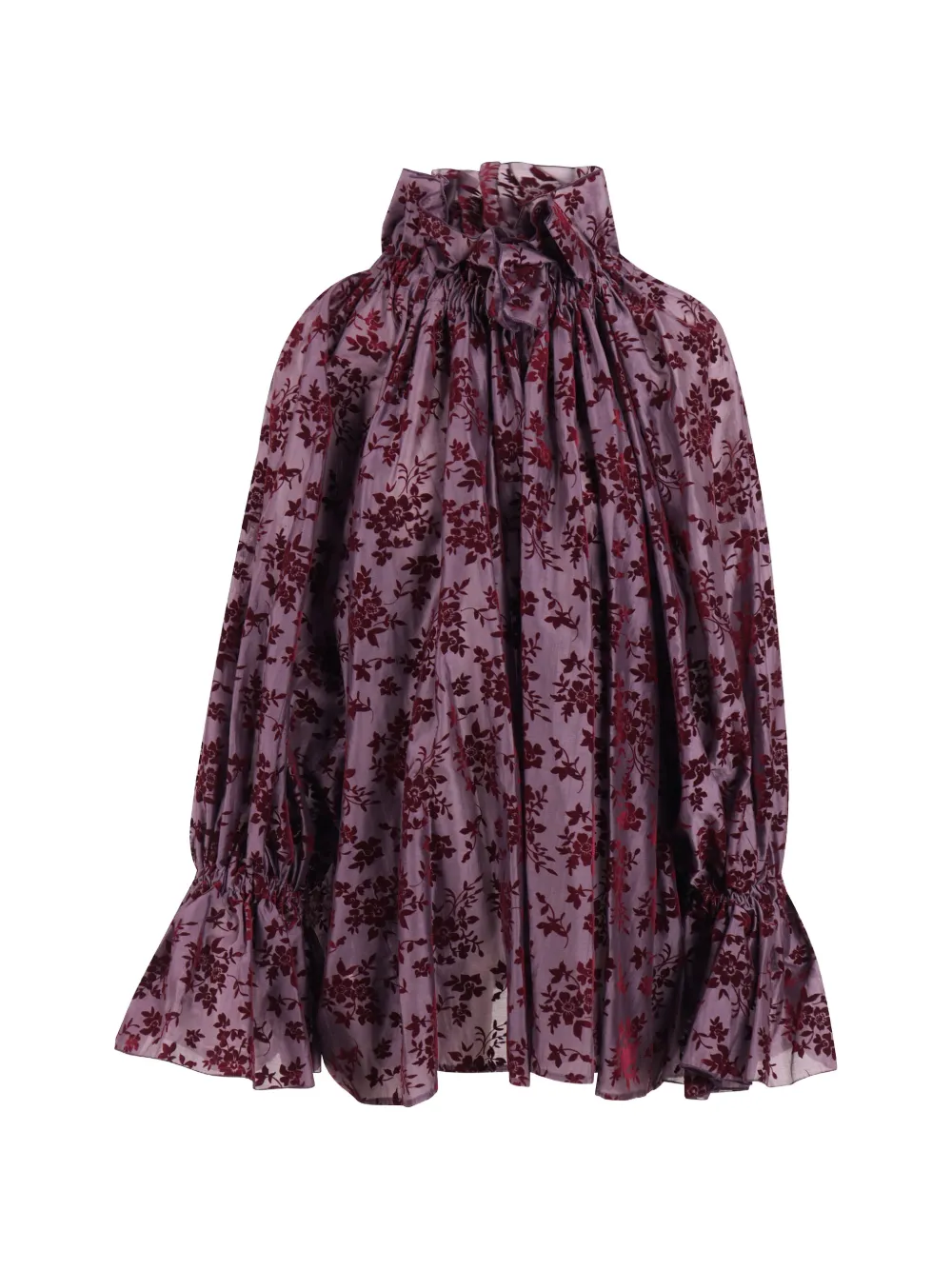 THELATEST Estelle floral-devoré ruffled blouse Paars