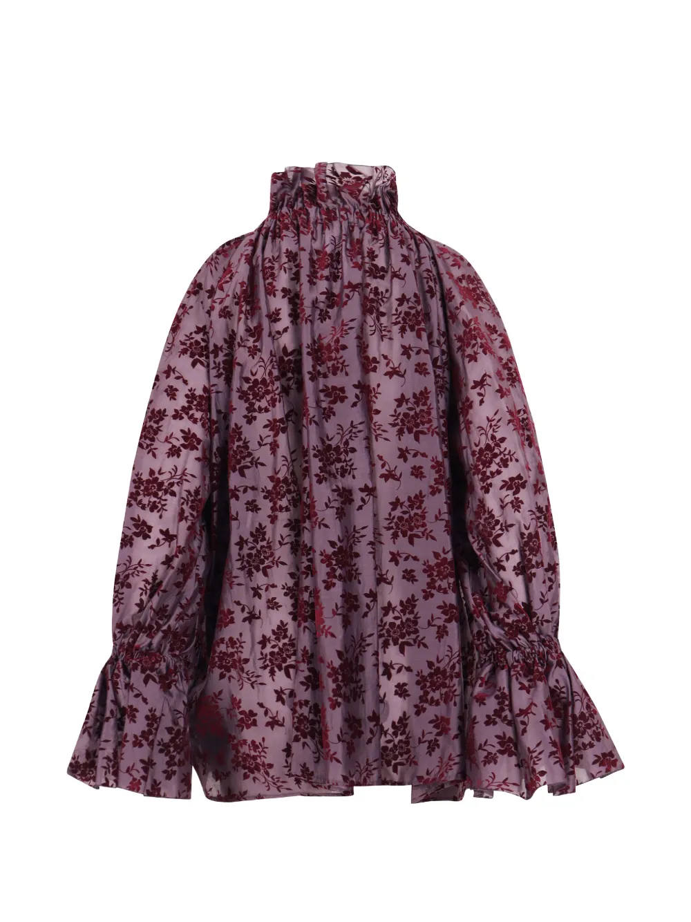 THELATEST Estelle floral-devoré ruffled blouse Paars