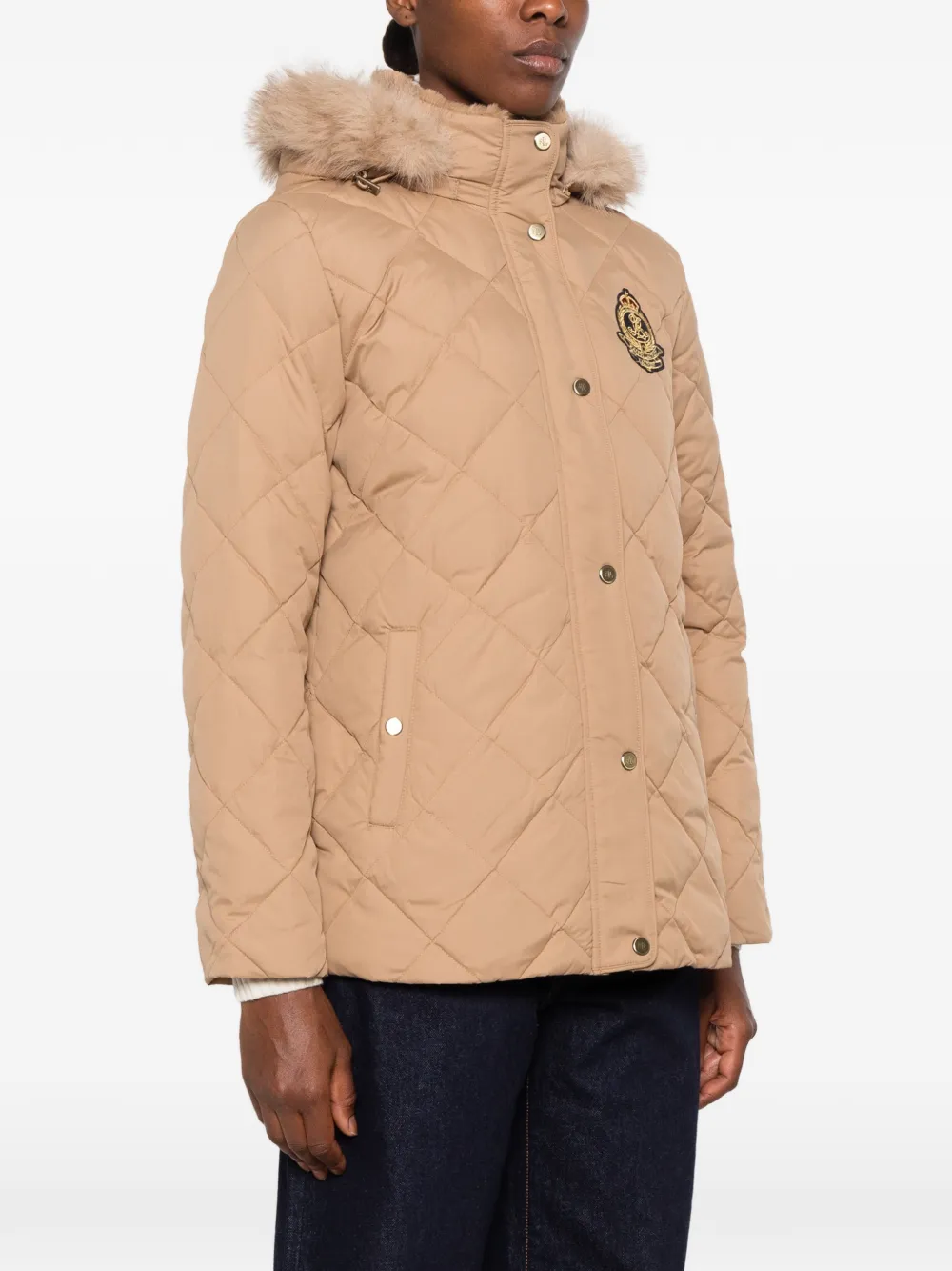 Lauren Ralph Lauren quilted faux fur-trim jacket Beige