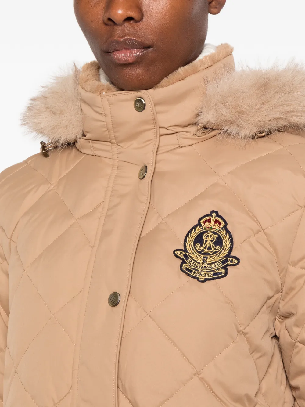 Lauren Ralph Lauren quilted faux fur-trim jacket Beige