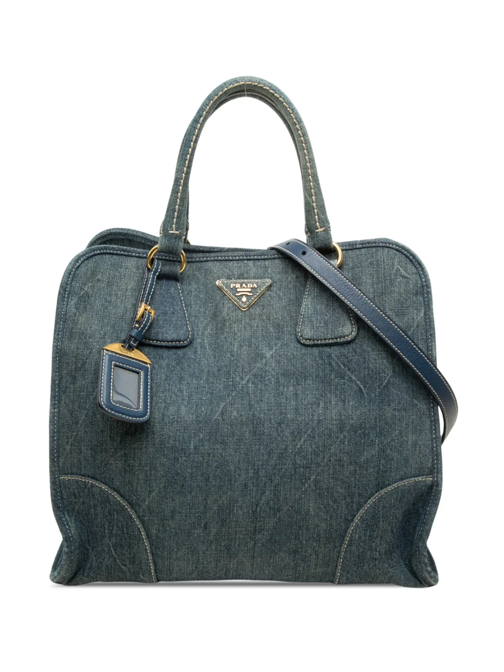 Prada Pre-Owned 2000-2026 Denim Open Convertible Tote satchel - Blu