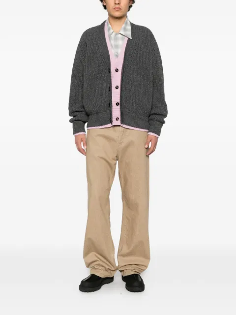 LC23 ribbed-knit layered-effect cardigan