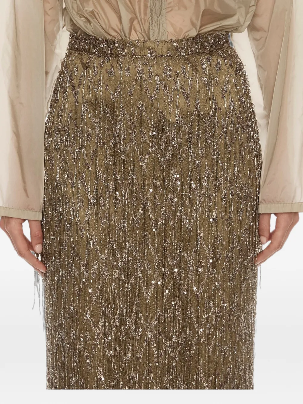 Christopher Esber Gilded Chevron lace maxi skirt Beige