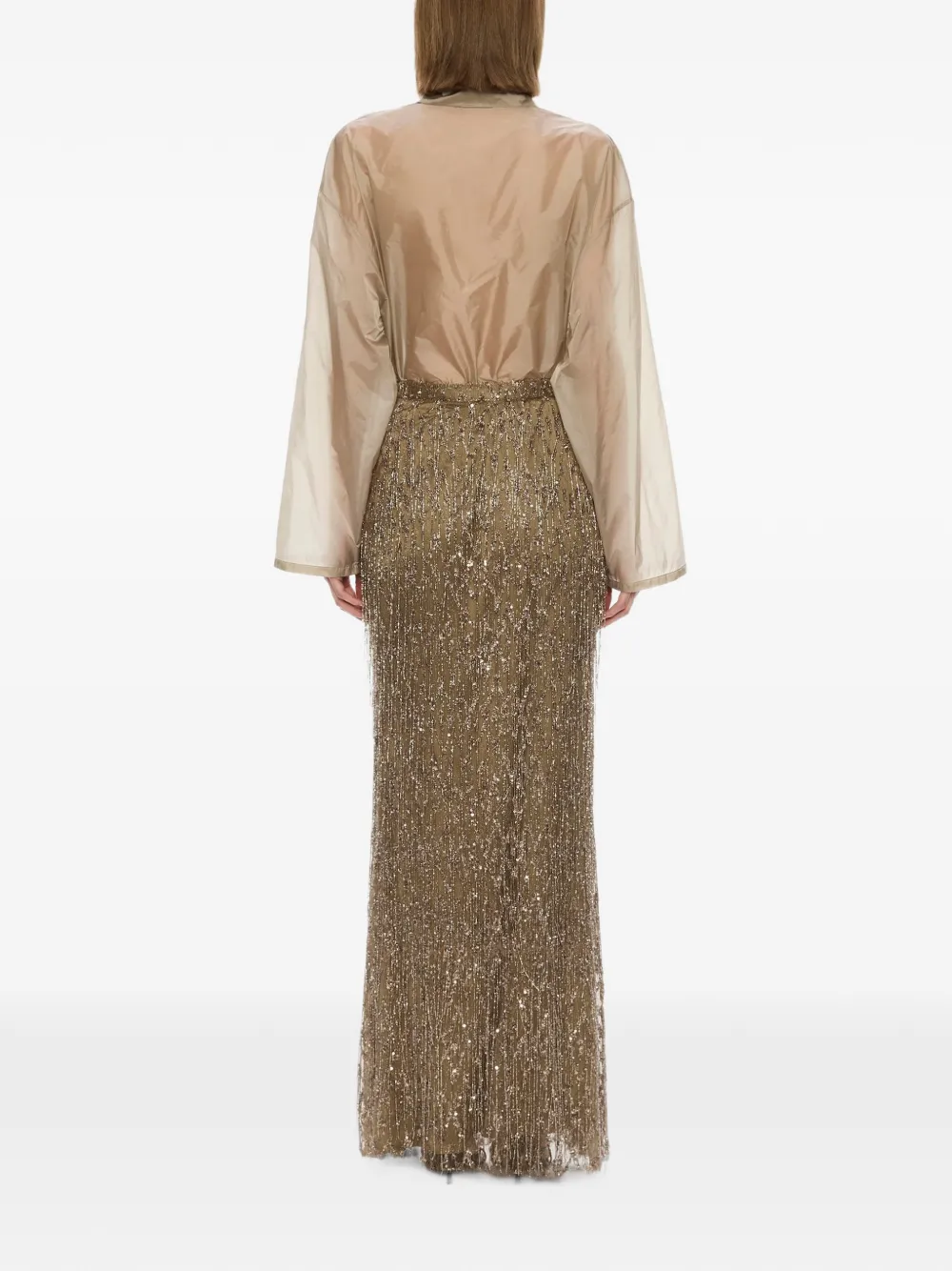 Christopher Esber Gilded Chevron lace maxi skirt Beige