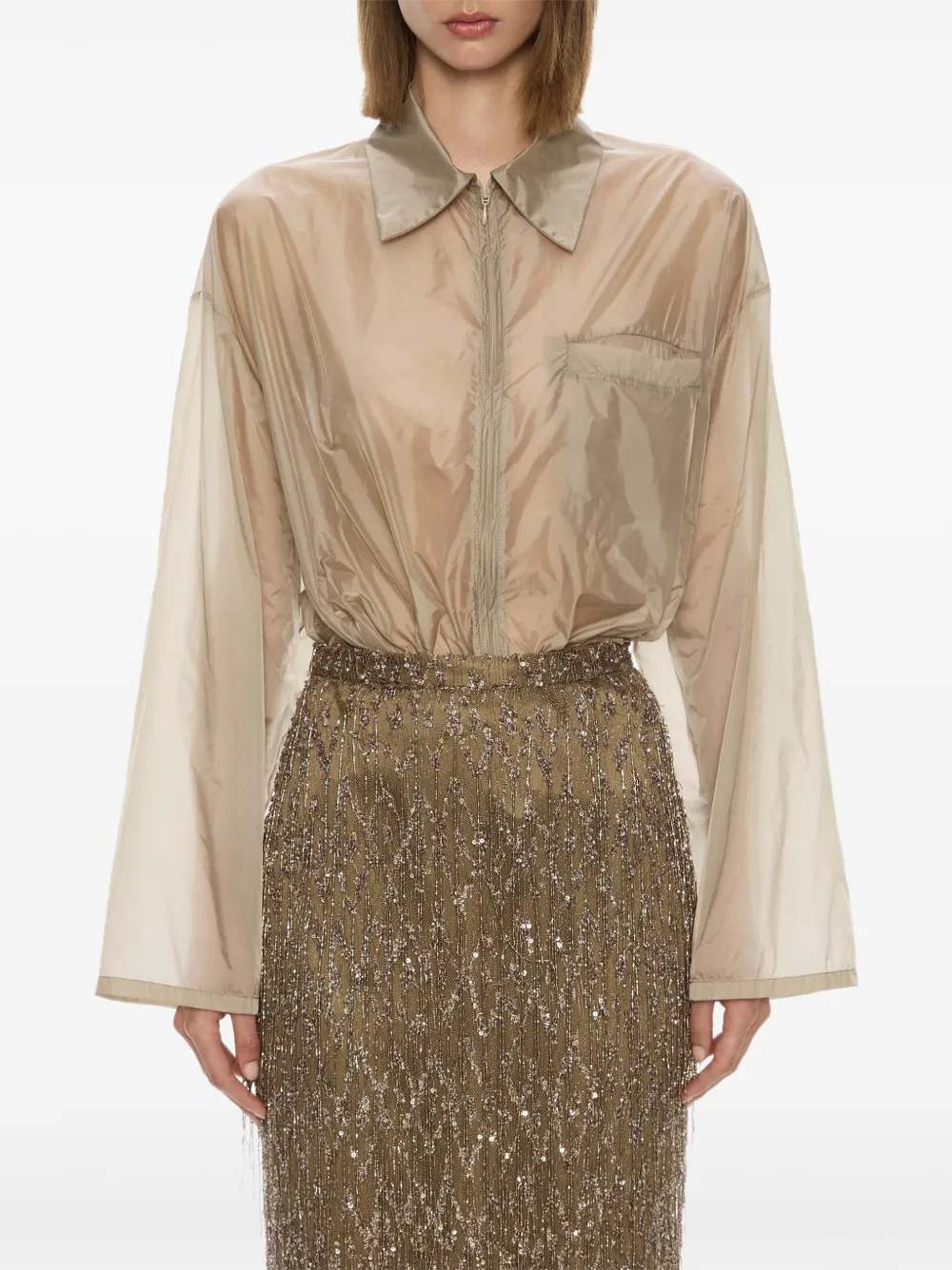 Christopher Esber Gilded Chevron lace maxi skirt Beige