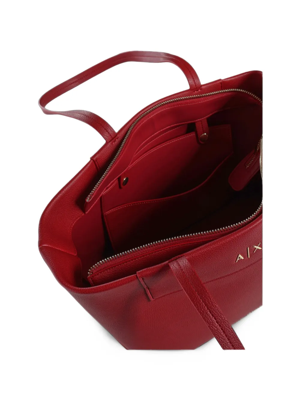 Armani Exchange logo-embossed grained-effect tote bag Rood