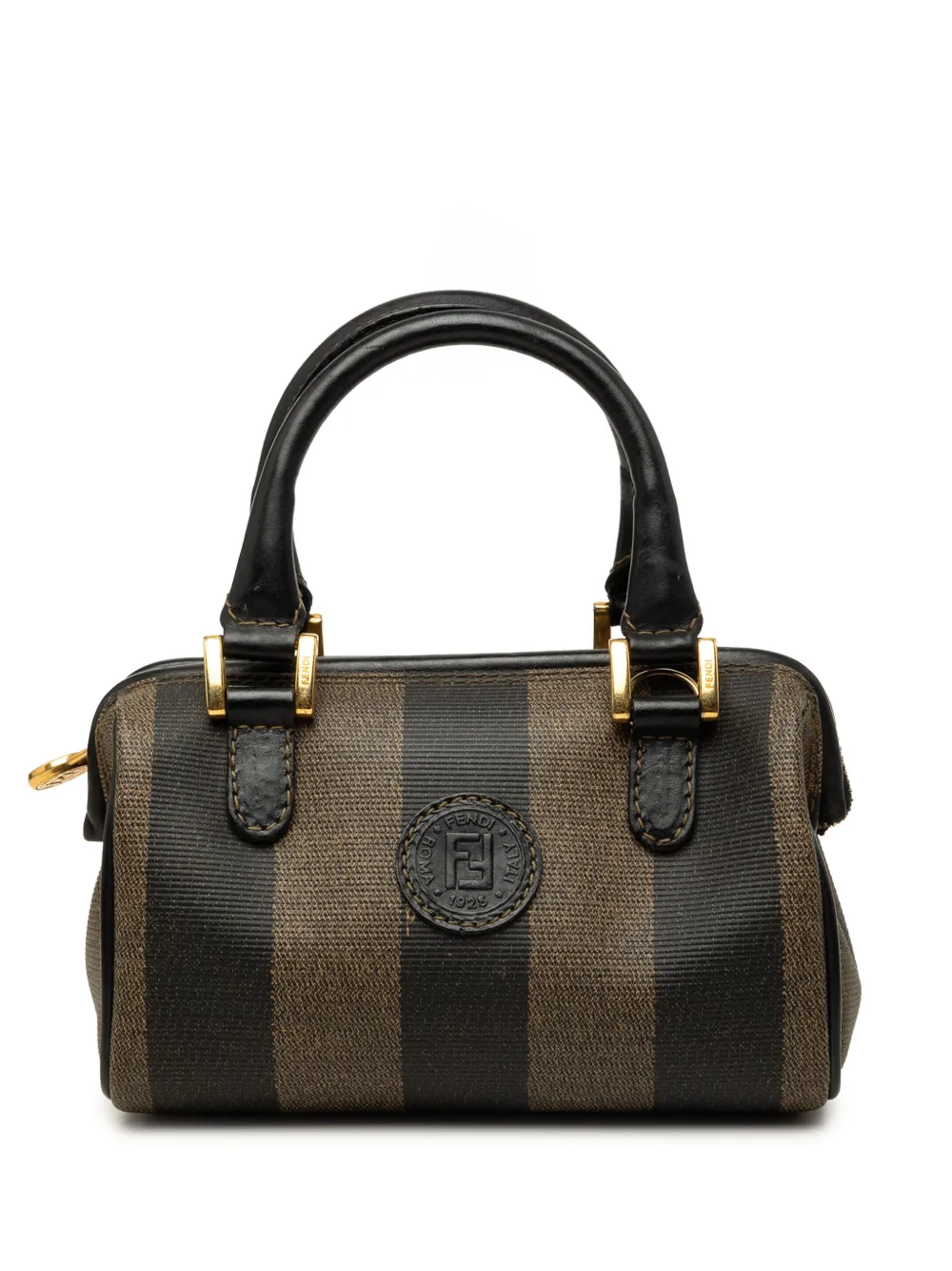 Fendi Pre-Owned 20th Century Mini Pequin Coated Canvas Convertible Boston Bag satchel - Braun