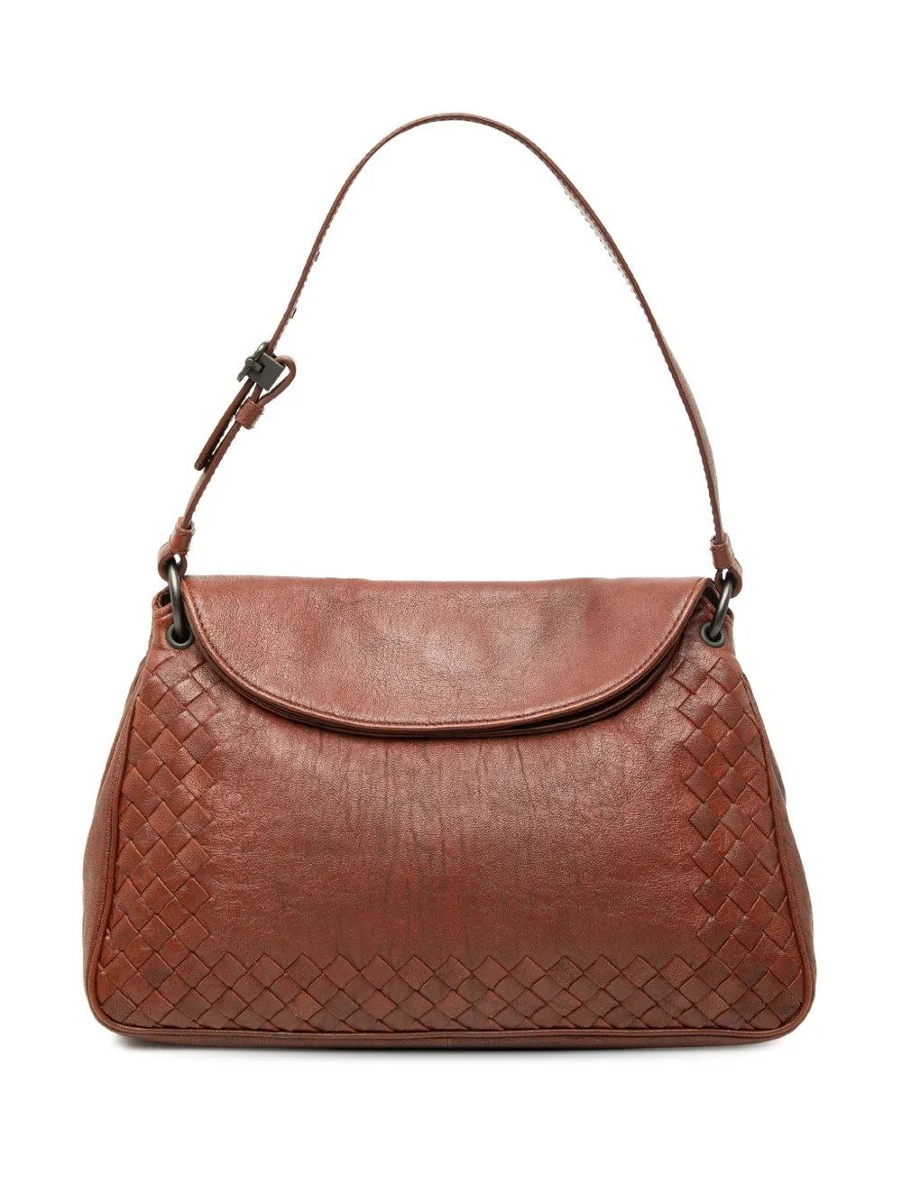 Bottega Veneta Pre-Owned 2012-2026 Intrecciato Trimmed Nappa Double Flap shoulder bag - Brown