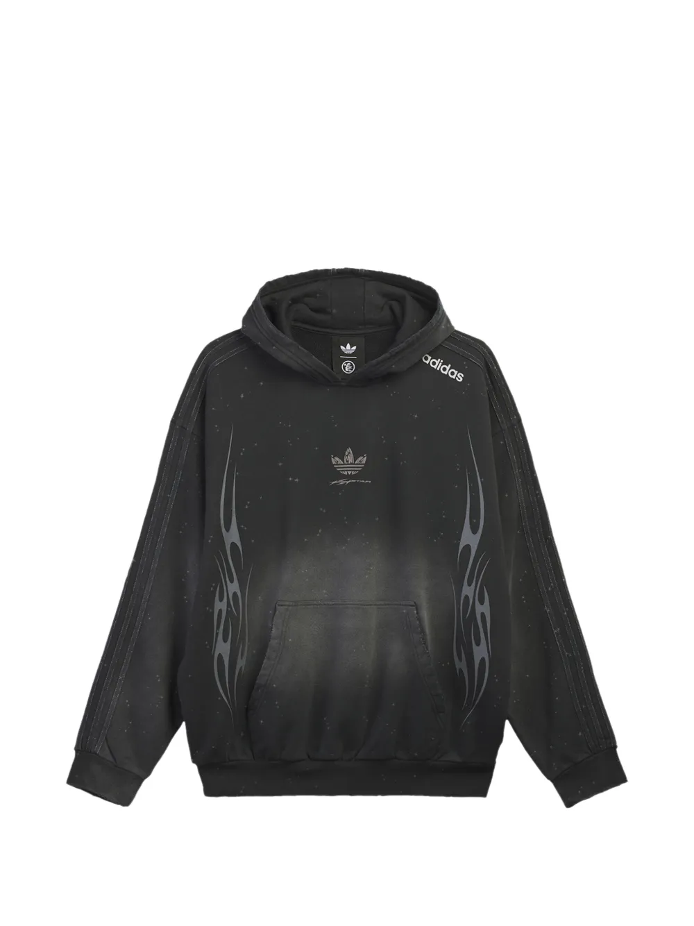 HELLSTAR x adidas graphic-print fleece hoodie Zwart