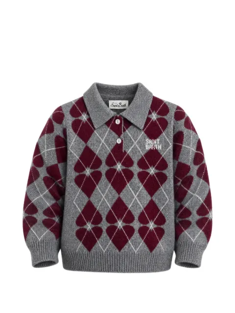 MC2 Saint Barth Kids argyle-intarsia heart-pattern polo shirt