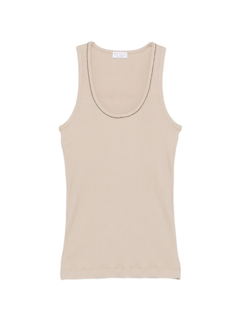 Brunello Cucinelli ribbed monili-trim tank top - Toni neutri