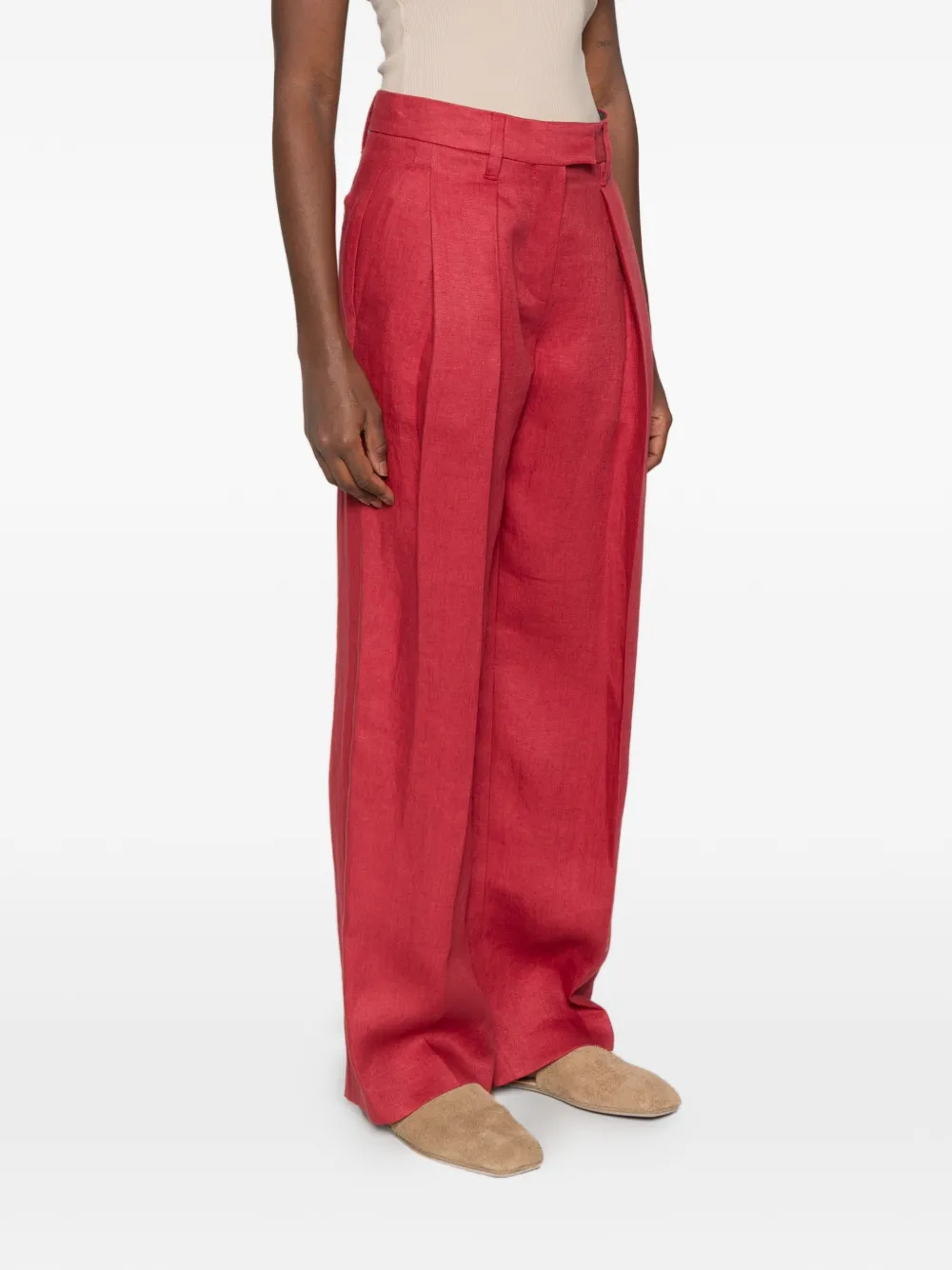 Brunello Cucinelli pleated wide-leg trousers Rood