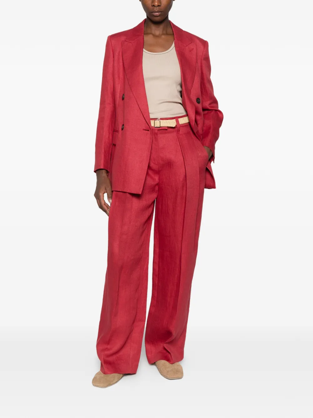 Brunello Cucinelli pleated wide-leg trousers Rood