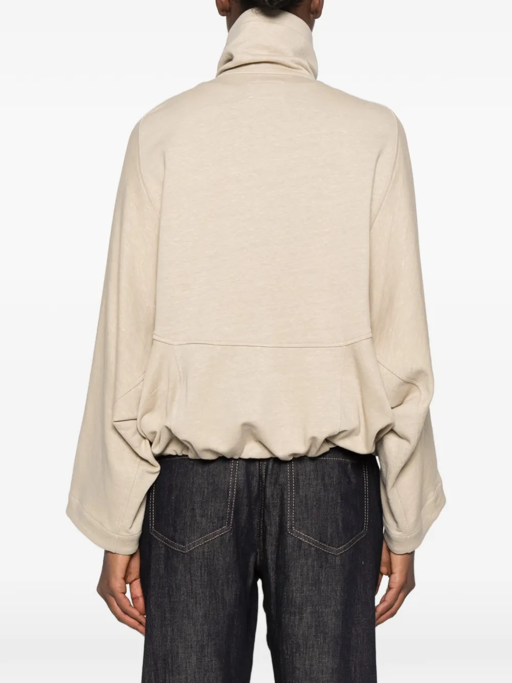 Brunello Cucinelli drawstring-collar press-stud sweater Beige