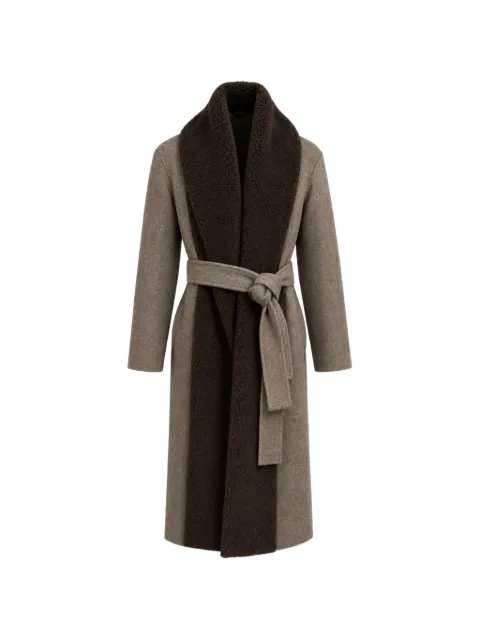 RAINMAKER herringbone-pattern sherpa-trim coat