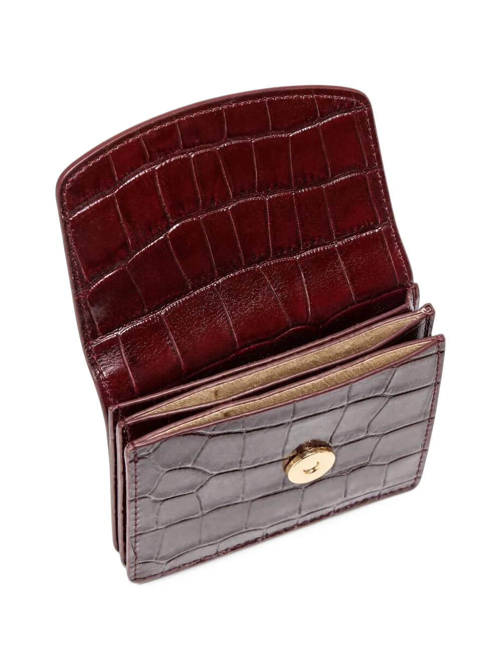 MC2 Saint Barth bordeaux leather card holder with croco print Rood