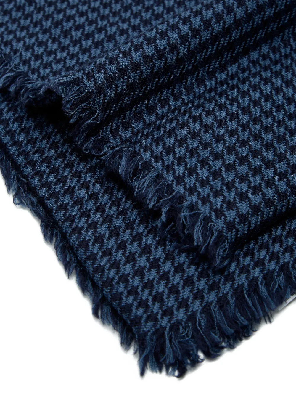 Faliero Sarti Zanina houndstooth frayed scarf Blauw