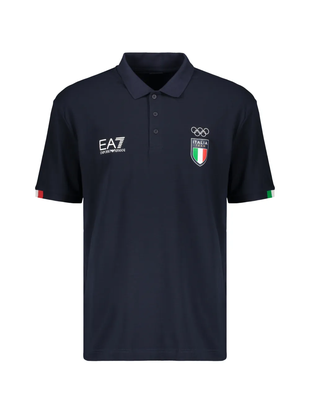 Ea7 Emporio Armani logo-embroidered short-sleeve polo shirt - Blu